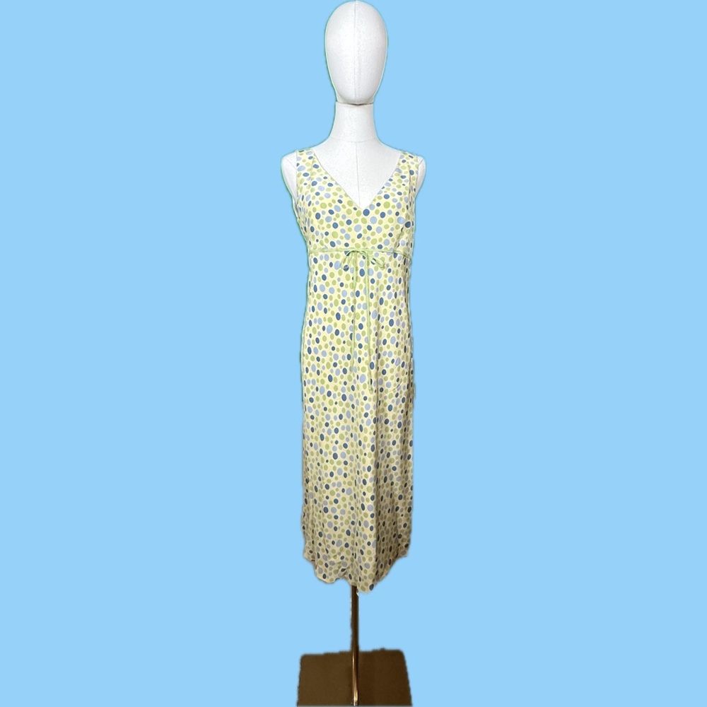 Pastel Yellow,Blue, & Green dotted Silk Dress